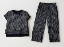 Escape Habitat Clothes M 2 Piece Set Black White Cotton Top Pants Peru picture