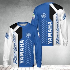 Custom Nam Yamaha Racing Team Blue White 3D Men's Long Sleeve Shirt S-5XL picture
