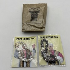 2 NEW Vatican Souvenir Catholic Religious Devotional Bracelets Pope Leo XIV NIP picture