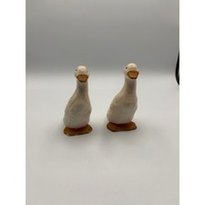 Vintage 1991 Homco Ceramic Goose Toothpick Holder Mini Planter Set of 2 White picture