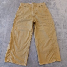 Pilcro Cropped Pants Womens Size 31 Green Wide Leg Pockets 32x24 High Rise picture