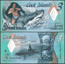 Cook Islands 3 Dollars, 2021 ND, P-11, UNC, Polymer picture
