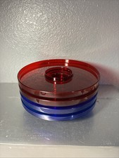 Vintage HJ Stotter Acrylic Nesting Tidbit Trays Stackable MCM Red Blue Set 4 picture