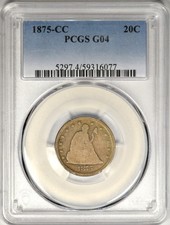 1875-CC TWENTY CENT ~ PCGS G04 ~ PROBLEM FREE 20 CENT picture