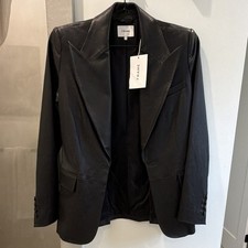 FRAME Leather Blazer Women's Jacket size 0 prominent peak lapels picture