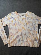 Kinross Cashmere Sweater Women's Medium Abstract Print Crew Neck Luxury Cozy picture