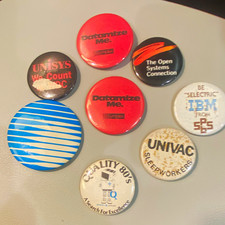 Unisys IBM UNIVAC Symplex Vintage 1980s Original Multicolor Pinback Lot picture