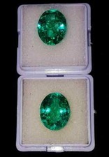 Emerald Oval Cut Zambian Green EGL Certified Pair 20 Ct Loose Natural Gemstone picture