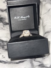 R.H. Macy & Co 9k White Gold Diamond Halo Engagement Ring Size 7.5 picture