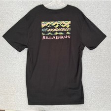 NEW Billabong Graphic T-Shirt Men XL Black Geometric Zigzag Logo Surf Shirt picture