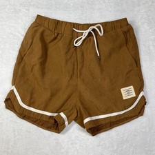 Shein Manfinity Homme Alphabet Patch Drawstring Waist Sweat Shorts Mens S Brown picture