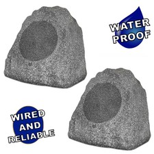 Theater Solutions Full Range Outdoor Granite Rock 2 Speaker Set with 8
