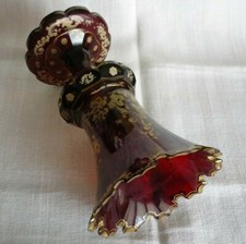 Antique Bohemian Biedermeier Huge Glass Vase Deep Red Gilded picture