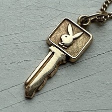 Vintage 60s 14k Gold Playboy Bunny Club Key Pendant Necklace 585 Not Scrap picture