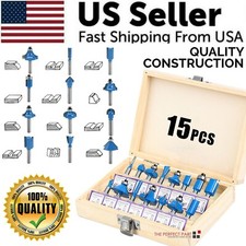 15Pcs Carbon Milling Cutter Router Bit Set Tungsten Carbide Router 1/4