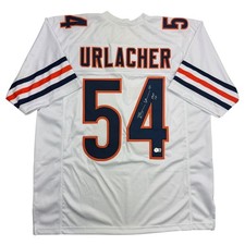 Autographed/Signed Brian Urlacher HOF 18 Chicago White Football Jersey BAS COA picture