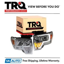 TRQ Performance Headlight Assembly Pair LH RH 2pc for 2009-2014 Ford F-150 picture