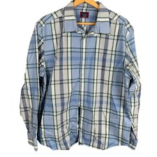 UNTUCKit Malibran WF Plaid Button Down Shirt Mens XL Blue Green Wrinkle Free picture