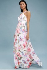 Lulus Lilja White Floral Print Maxi Dress Medium picture