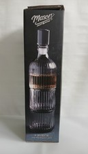 NIB Mason Craft Decanter & 2 Glasses Clear Space Saving Great Gift Collectible  picture