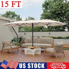 15 ft Patio Umbrella Outdoor Double Sided Sun Shade Market Umbrella with Crank picture