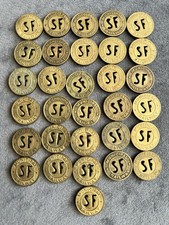 Lot of 31 Vintage San Francisco Municipal Railway One Fare Brass Tokens SF picture