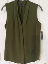 The Limited Caper Sleeveless Dress Blouse Dark Green SZ S NWT FS picture