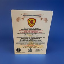 U.S.M.C. / 10TH MARINE REGIMENT - CERTIFICATE OF ACHIEVEMENT picture