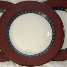 Vintage Dansk Quiltings “Ruby Flowers “ set of 4 discontinued Dinner Plates. picture