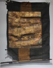 Real Tibet 1700s Old Buddhist Mandala Thangka poor condition all original state picture
