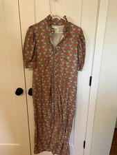 Tuckernuck Hyacinth House Floral Cotton Maxi Dress Blue Orange XL picture