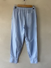 ZARA Blue White Striped Pinstripe Button Cuff Lounge Pajama Pants XS picture