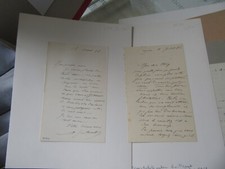 2 AUTOGRAPH LETTERS OF JEAN-BAPTISTE ANTOINE GUILLEMET PAINTER 1886 picture