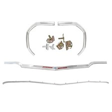 1964 Chevy Impala Lower Grille Molding+Hood Emblem+Eyebrow Corner Cove RH+LH picture