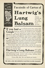Antique Hartwig's Lung Balsam Drug Company Quack Medicine Rare Original Print Ad picture
