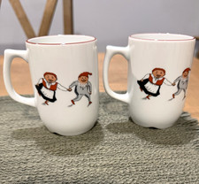 Porsgrund Norway Nisse Christmas Mugs 1996 Set of 2 Gnome Porcelain picture