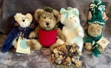 Boyds Bears Lot, 4 Plush & 1 Figurine Football Buddies Natasha Apple Chrismoose picture