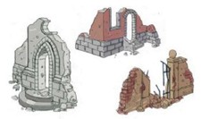 1/72 WWII Ruin Wall Sections & Sandbags picture