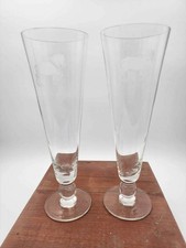 Vintage Budweiser Clydesdale Etched Pilsner Glasses - Set of 2 picture