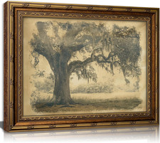 Vintage Gold Framed Tree Wall Art, Antique Oak Tree Forest Landscape Canvas Prin picture