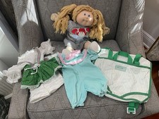 VTG 1989 CabbagePatchKids Doll Lot-OK Factory Pink Sign., ‘84 Carrier & Outfits picture