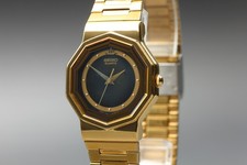 SEIKO V701-5K70 Decagon Quartz Black Dial  Men's Watch Vintage 1991 [Near MINT] picture