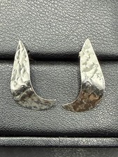 Vintage Sterling Silver Hammered Dangle Earrings 925 picture