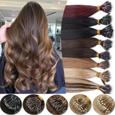 150PCS THICK 100% Remy Human Hair Extensions Nano Ring Tip Micro Loop Beads 150G picture