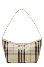 Burberry Mini Highlands Check Canvas Shoulder Bag Light Beige Leather Trim picture