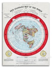 1892 Flat Earth Map - New Standard Map of the World - 18x24 picture