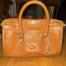 Vintage Dooney Bourke Pebbled Chestnut Brown Leather Handbag Purse picture