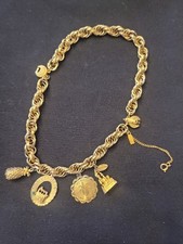 Vintage Monet Charm Bracelet Disneyland STERLING Castle 12K GF Hawaii Vegas picture
