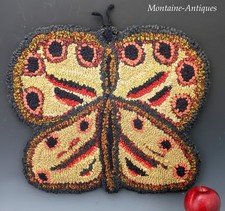 Antique Butterfly Hooked Rug 19th/early 20th cent picture