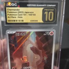 CGC Pristine 10 Pokémon TCG Charmander 168/165 151 JP Holo Art Rare 2023 picture